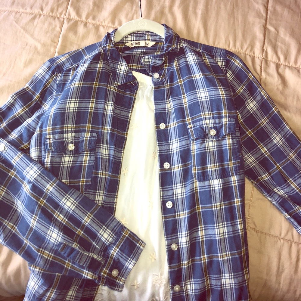 Blue & yellow plaid shirt